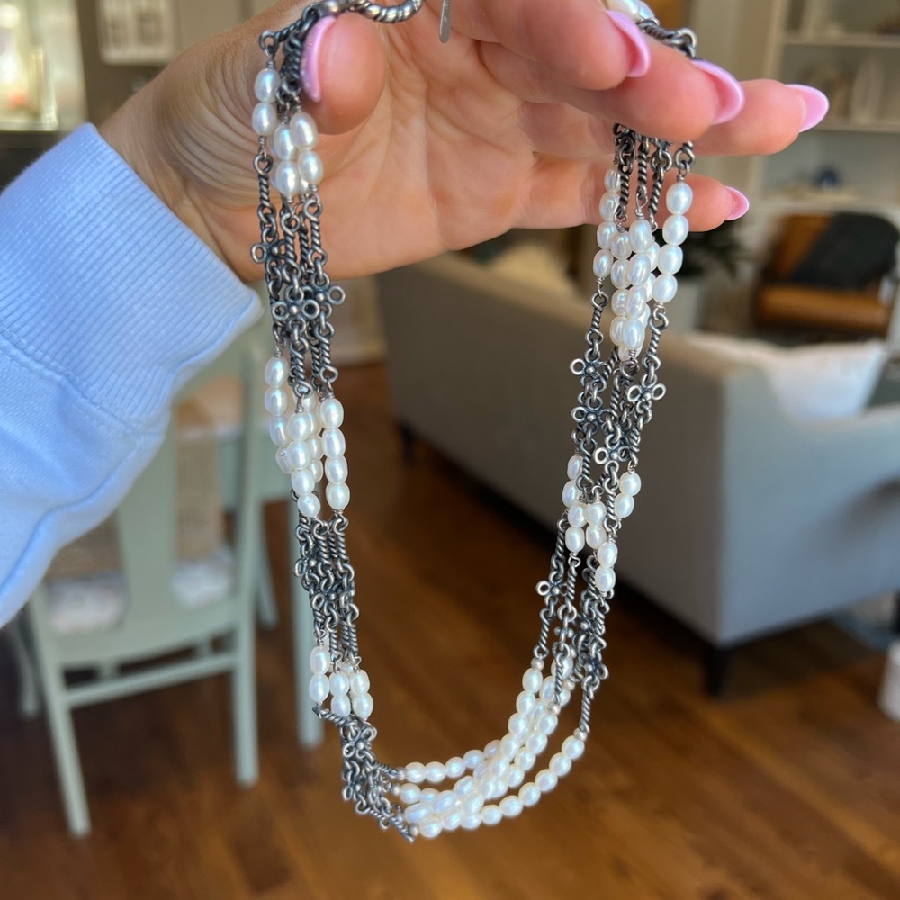 Silpada Pearl and Silver Necklace with Matching Earrings Set